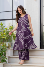Heer Sleeveless Kurta Palazzo Set Purple