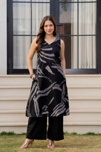 Heer Sleeveless Kurta With Plain Palazzo Set Black
