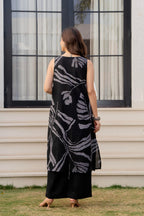 Heer Sleeveless Kurta With Plain Palazzo Set Black