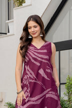Heer Sleeveless Kurta With Plain Palazzo Set Maroon