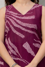 Heer Sleeveless Kurta With Plain Palazzo Set Maroon