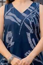 Heer Sleeveless Kurta With Plain Palazzo Set Navy Blue