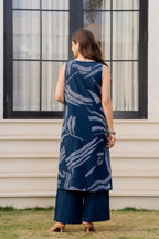 Heer Sleeveless Kurta With Plain Palazzo Set Navy Blue