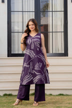 Heer Sleeveless Kurta With Plain Palazzo Set Purple