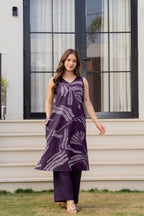 Heer Sleeveless Kurta With Plain Palazzo Set Purple
