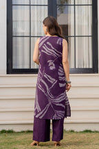 Heer Sleeveless Kurta With Plain Palazzo Set Purple