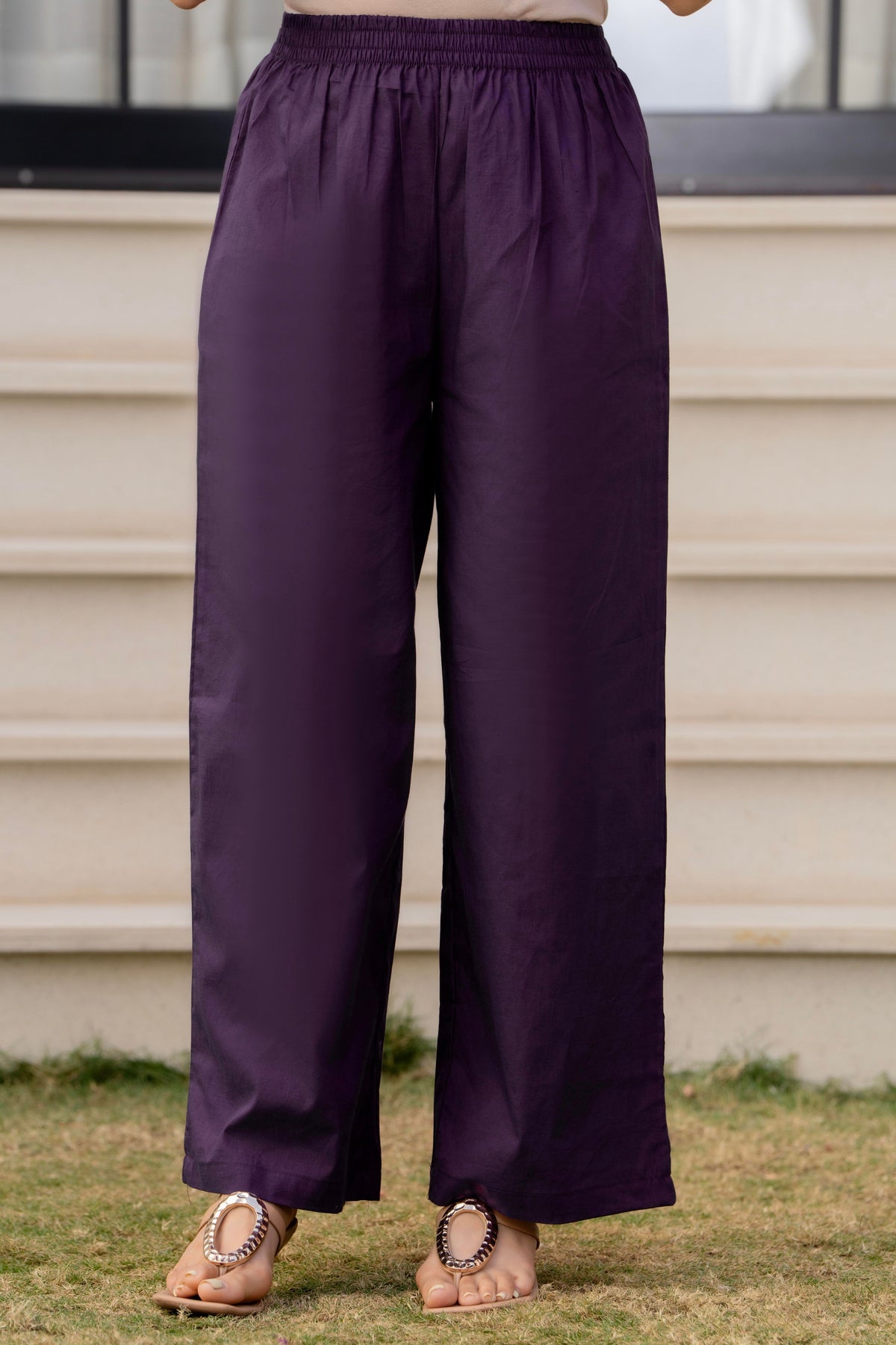 Heer Sleeveless Kurta With Plain Palazzo Set Purple