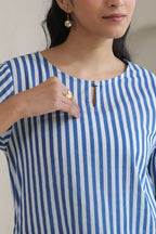 Classic Stripe Kurta Pant Set - Blue