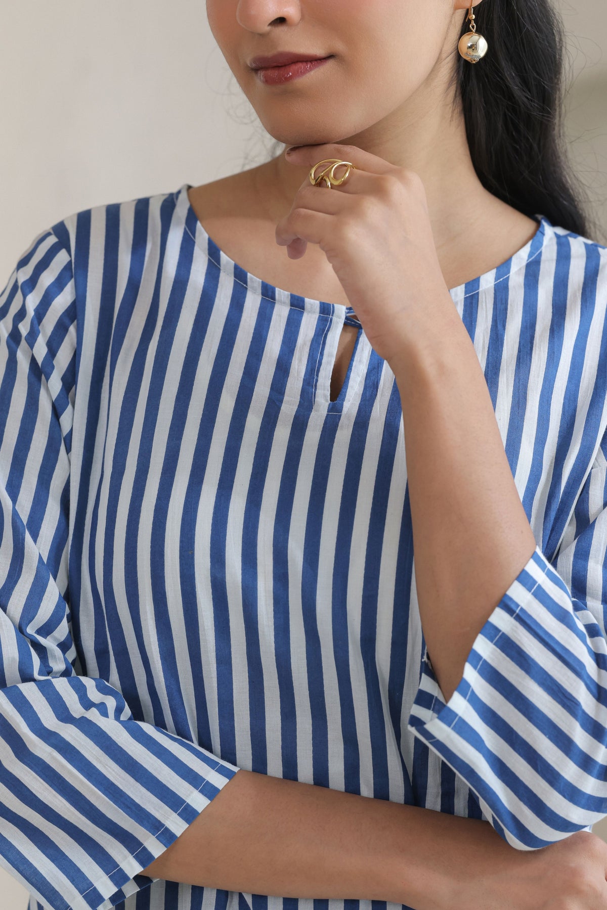 Classic Stripe Kurta Pant Set - Blue