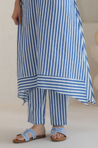 Classic Stripe Kurta Pant Set - Blue