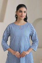 Classic Stripe Kurta Pant Set - Blue