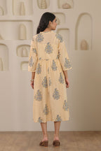 Sunlit Bloom Yellow Floral Cotton Cambric Dress