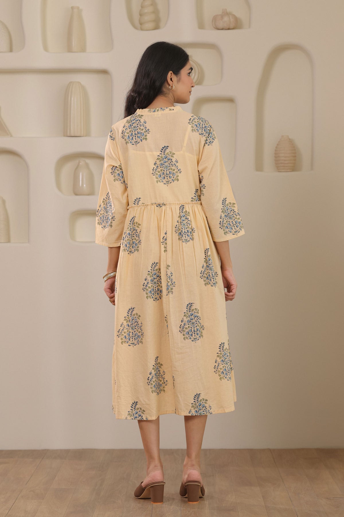 Sunlit Bloom Yellow Floral Cotton Cambric Dress