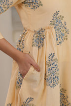 Sunlit Bloom Yellow Floral Cotton Cambric Dress