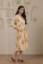 Sunlit Bloom Yellow Floral Cotton Cambric Dress