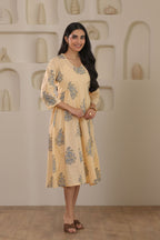 Sunlit Bloom Yellow Floral Cotton Cambric Dress