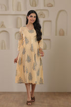 Sunlit Bloom Yellow Floral Cotton Cambric Dress