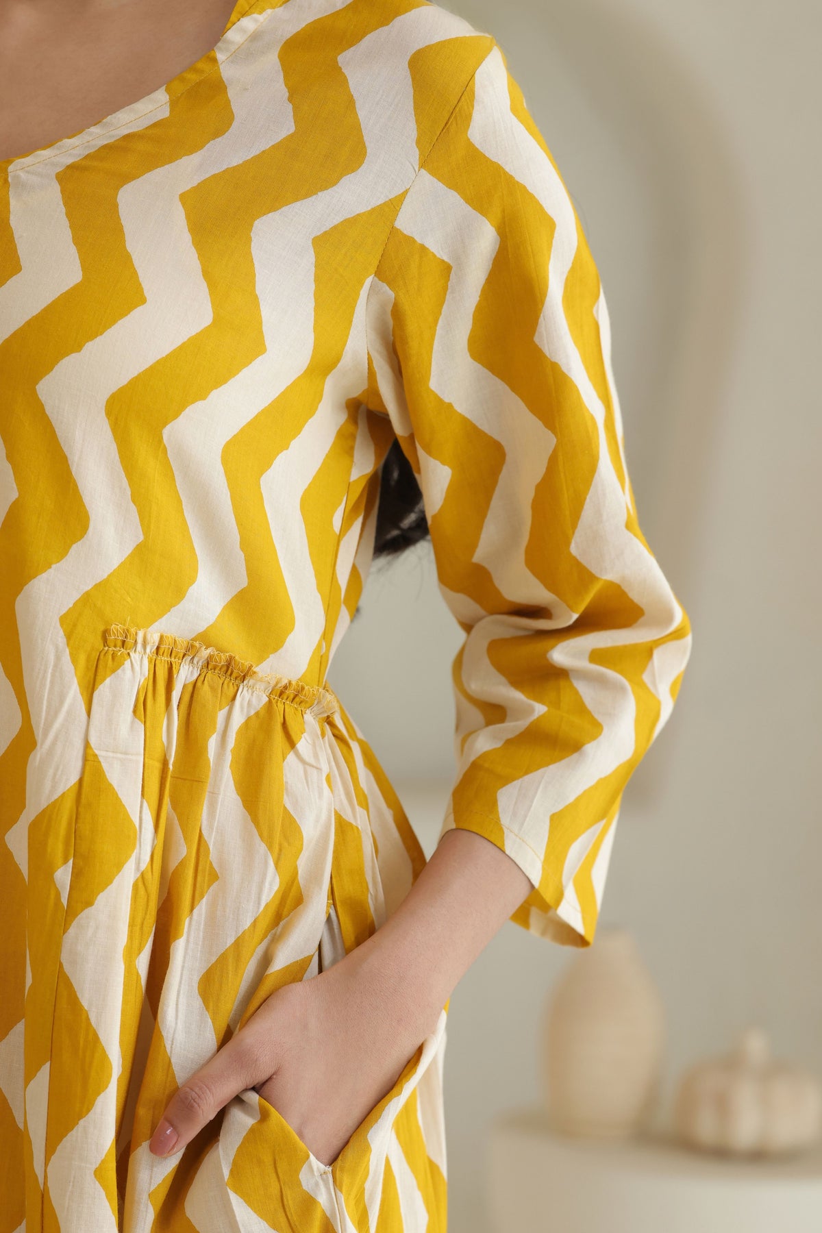 Chevron Grace Zigzag Dresses - Golden
