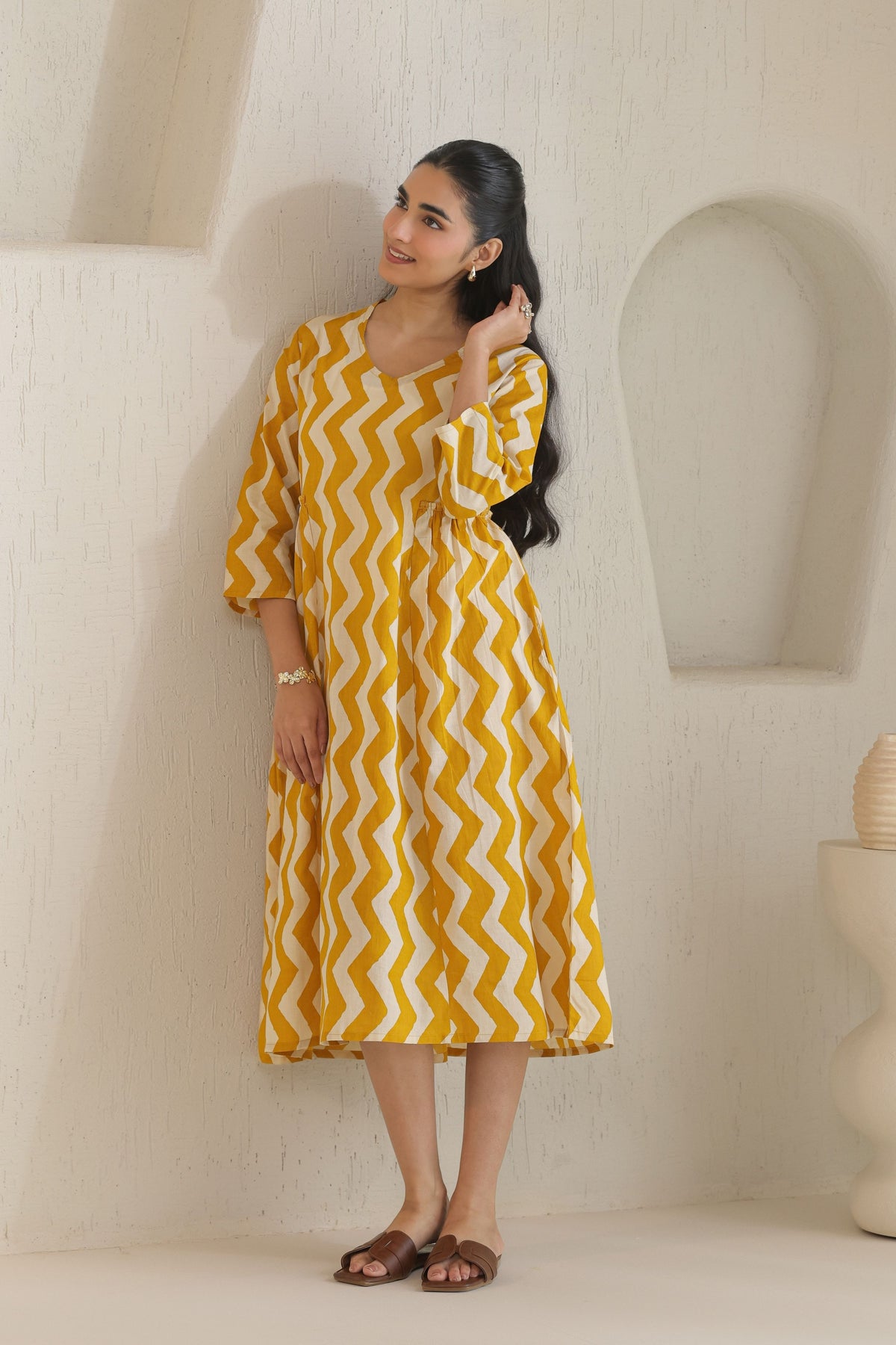 Chevron Grace Zigzag Dresses - Golden