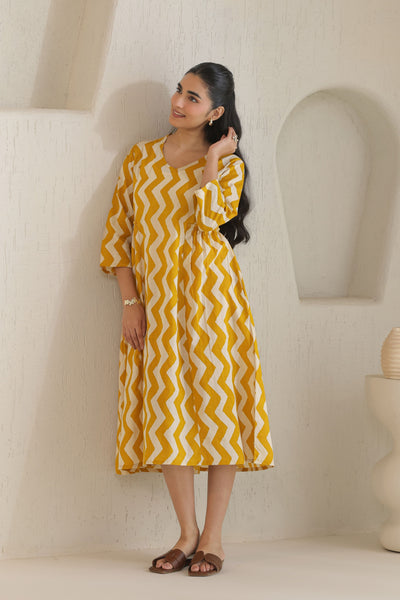 Chevron Grace Zigzag Dresses - Golden