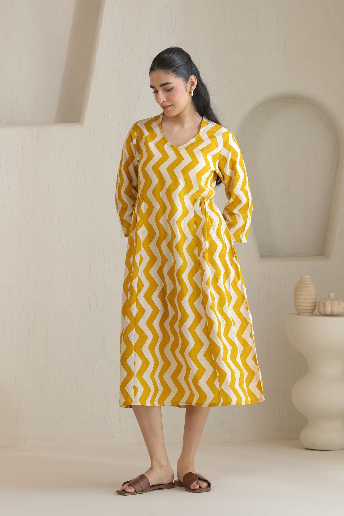 Chevron Grace Zigzag Dresses - Golden