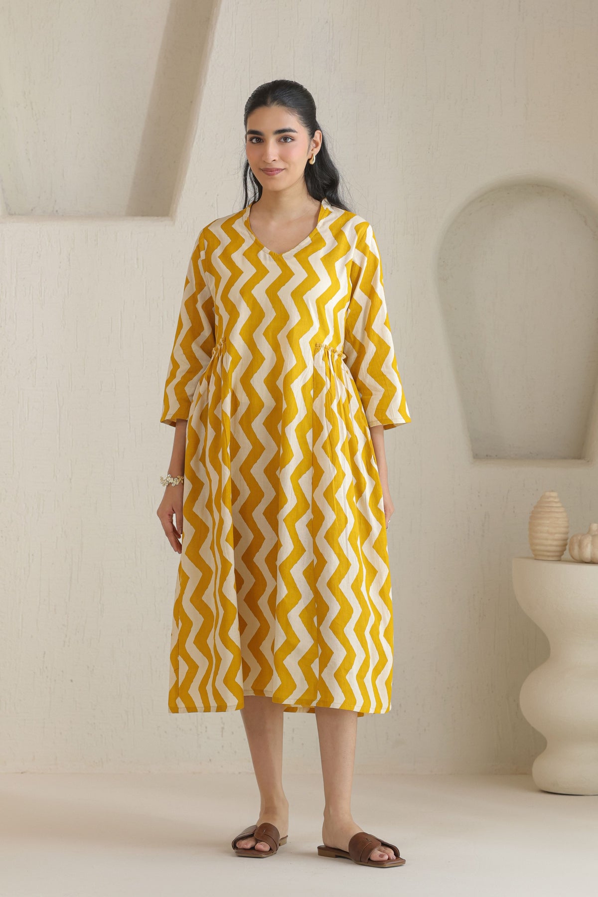 Chevron Grace Zigzag Dresses - Golden