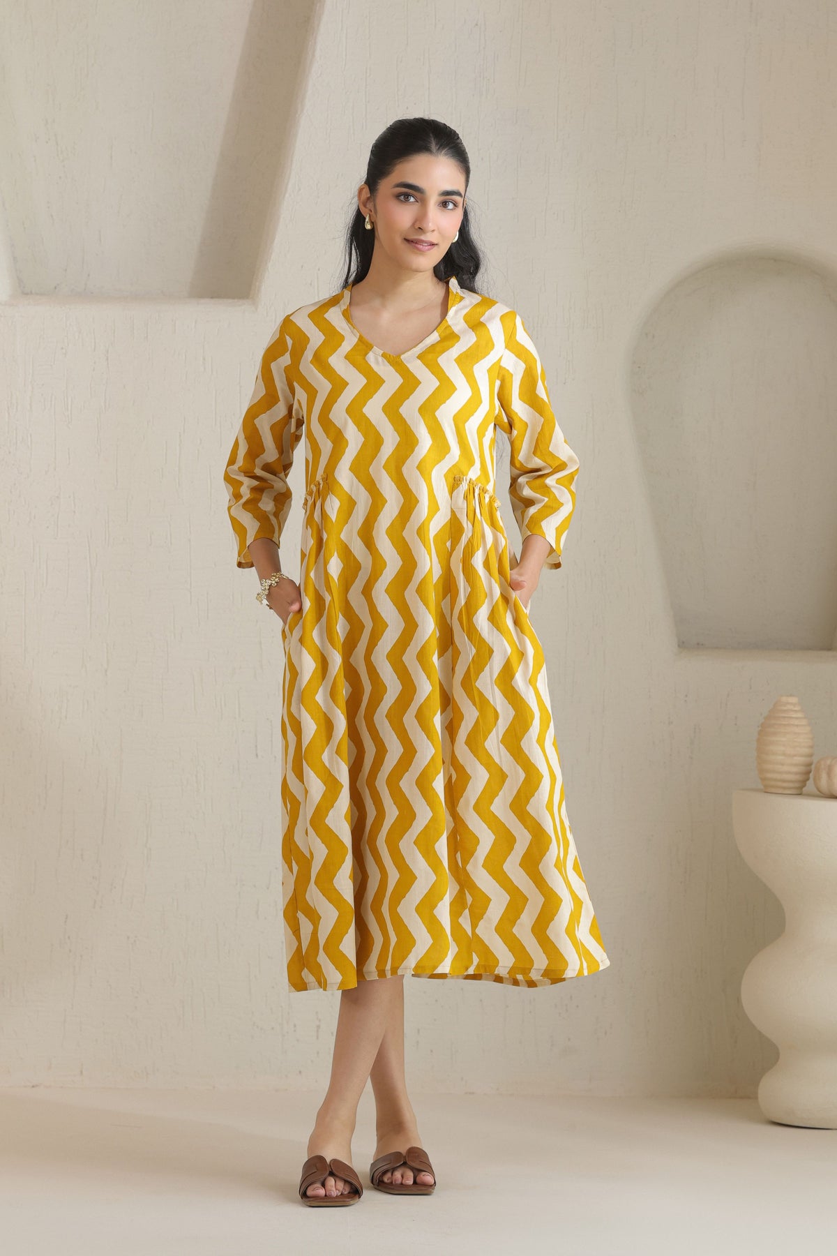 Chevron Grace Zigzag Dresses - Golden