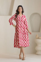 Chevron Grace Zigzag Dresses - Rani Pink