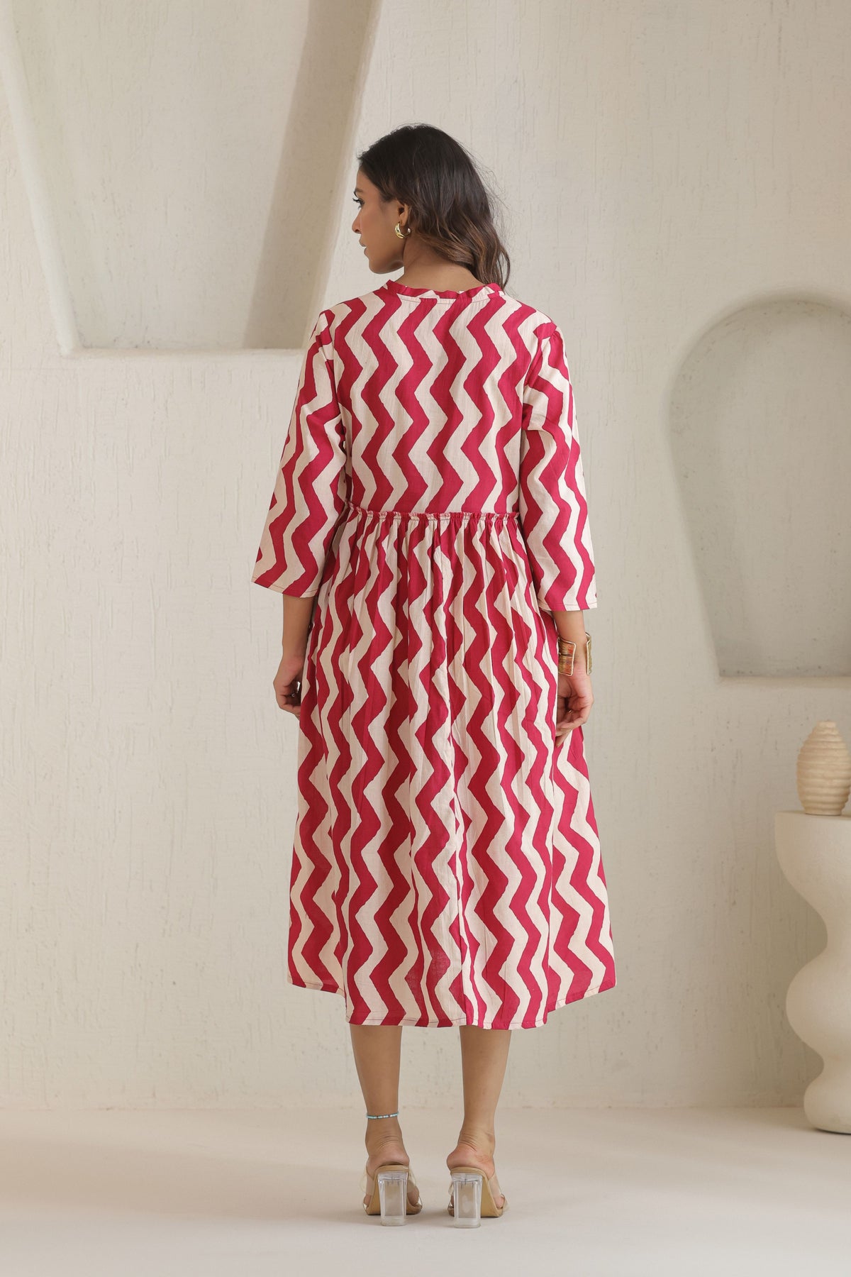 Chevron Grace Zigzag Dresses - Rani Pink