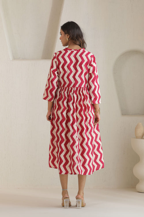 Chevron Grace Zigzag Dresses - Rani Pink