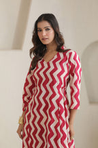 Chevron Grace Zigzag Dresses - Rani Pink