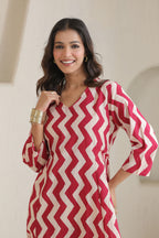 Chevron Grace Zigzag Dresses - Rani Pink