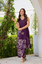 Gul-Bano Sleeveless Kurta Palazzo Set Purple