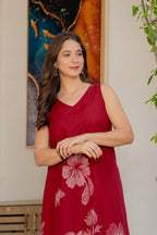 Gul-Bano Sleeveless Kurta Palazzo Set Maroon