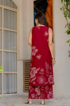 Gul-Bano Sleeveless Kurta Palazzo Set Maroon