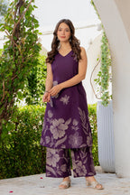 Gul-Bano Sleeveless Kurta Palazzo Set Purple