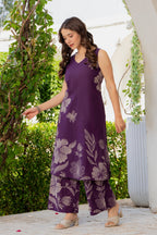 Gul-Bano Sleeveless Kurta Palazzo Set Purple