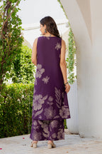 Gul-Bano Sleeveless Kurta Palazzo Set Purple