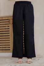 Gul-Bano Sleeveless Kurta With Plain Palazzo Set Black