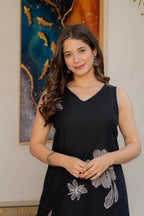 Gul-Bano Sleeveless Kurta With Plain Palazzo Set Black