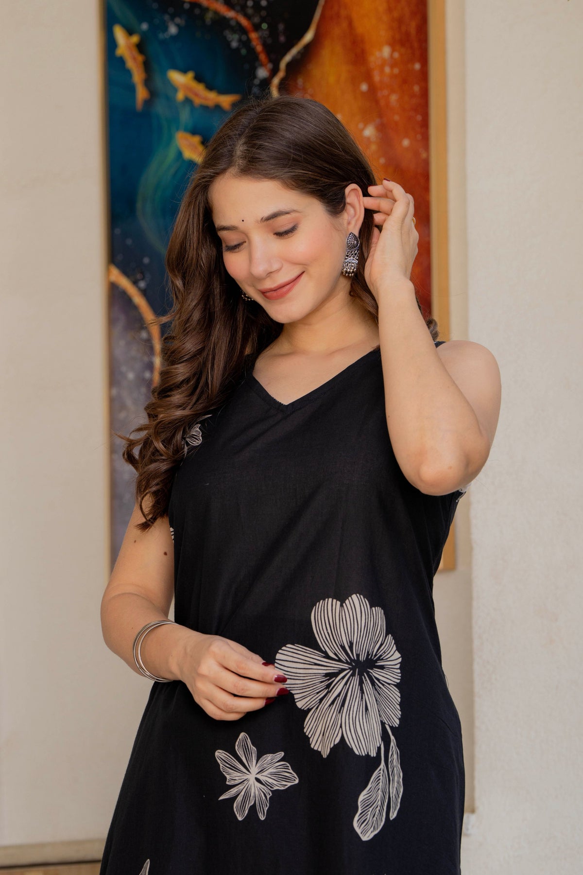 Gul-Bano Sleeveless Kurta With Plain Palazzo Set Black
