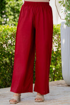 Gul-Bano Sleeveless Kurta With Plain Palazzo Set Maroon