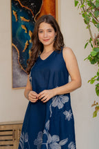 Gul-Bano Sleeveless Kurta With Plain Palazzo Set Navy Blue