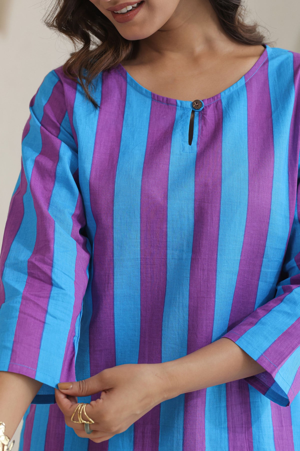 Rhythm Multistripe Kurta Pant Set - Blue