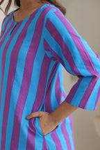 Rhythm Multistripe Kurta Pant Set - Blue