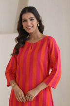 Rhythm Multistripe Kurta Pant Set - Orange