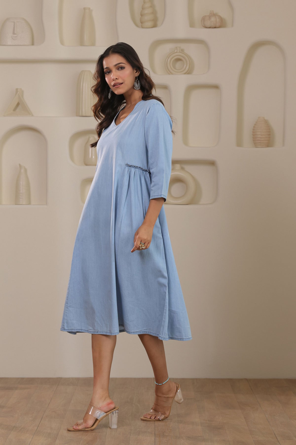 Denim Grace Dresses - Sky Blue