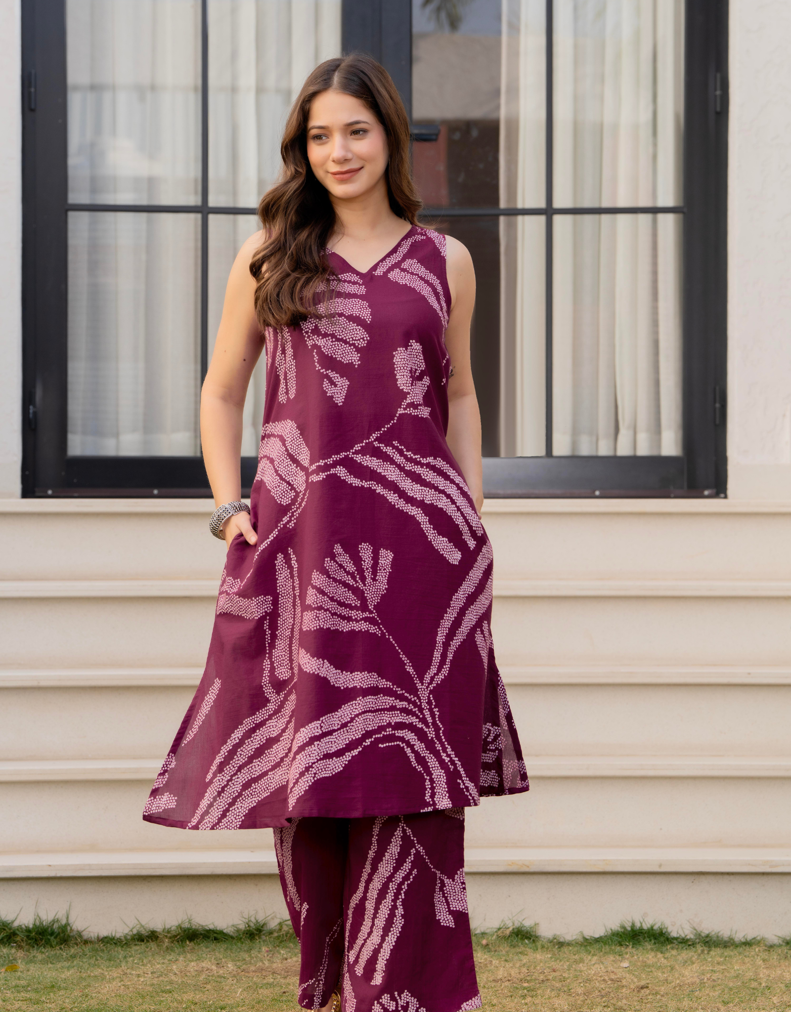 Heer Sleeveless Kurta Palazzo Set Maroon