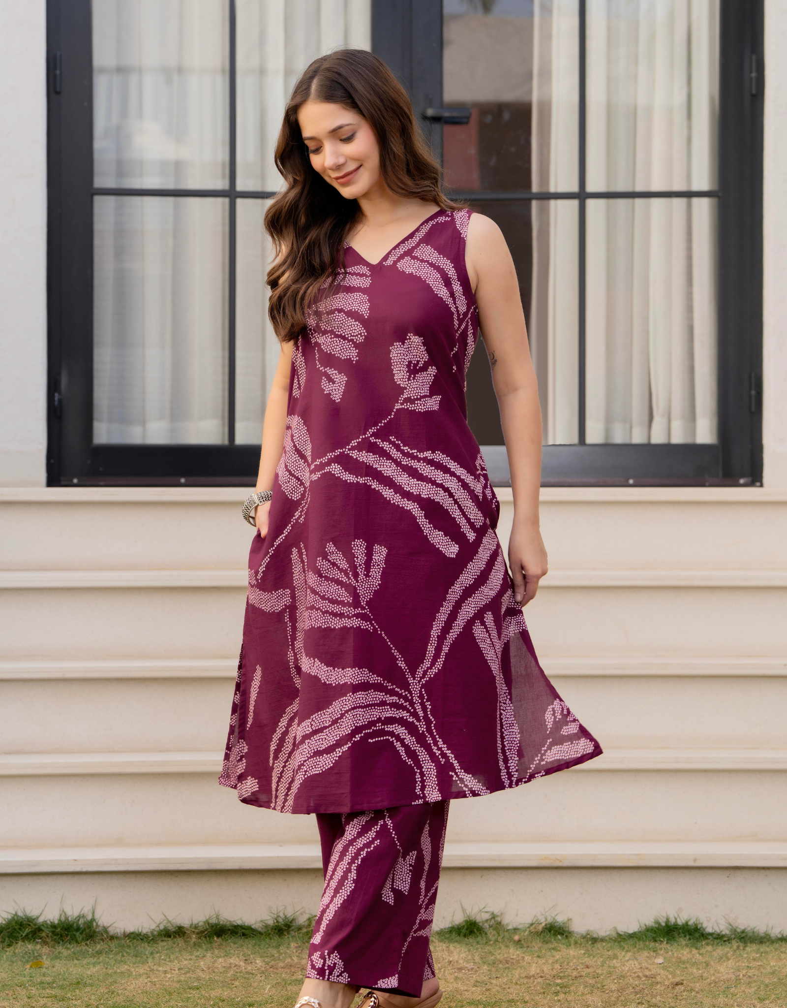 Heer Sleeveless Kurta Palazzo Set Maroon