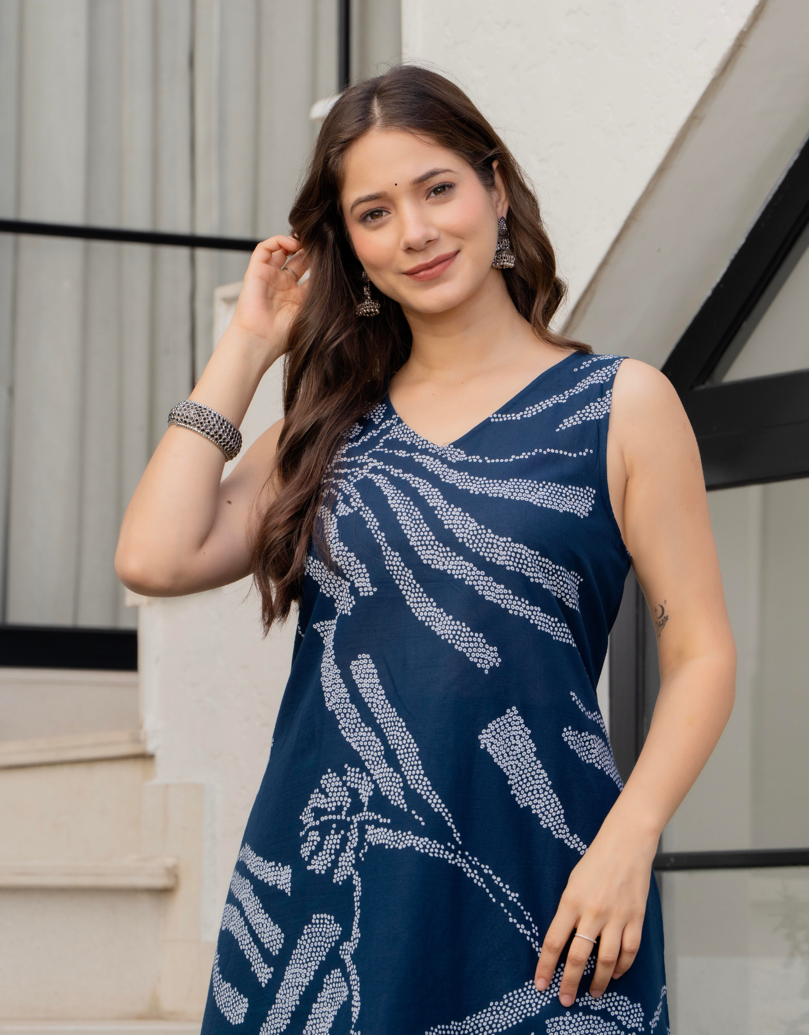 Heer Sleeveless Kurta Palazzo Set Navy Blue